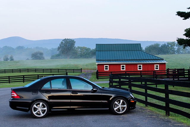 automobile, car, barn, farm, ranch, parked car, car wallpapers, black car, vehicle, rural, countryside, fence, demarcation