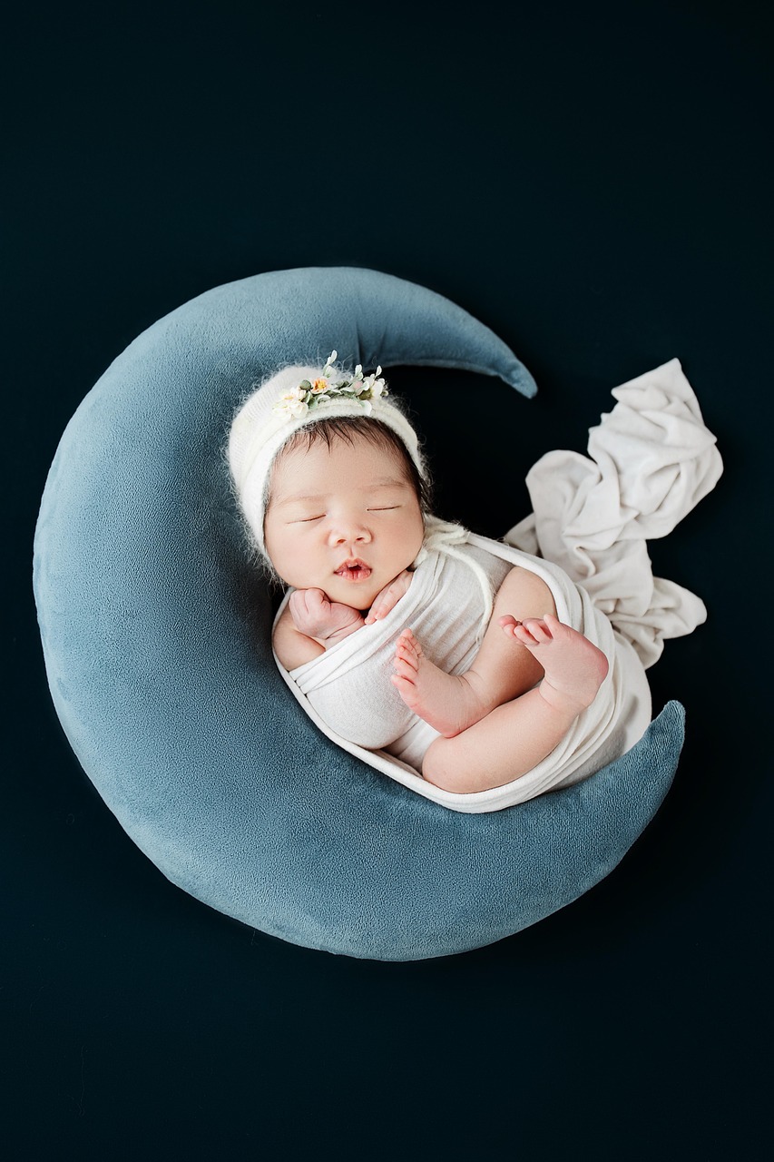 baby, newborn, little, child, sleep, cute, dream, moon, night, dark