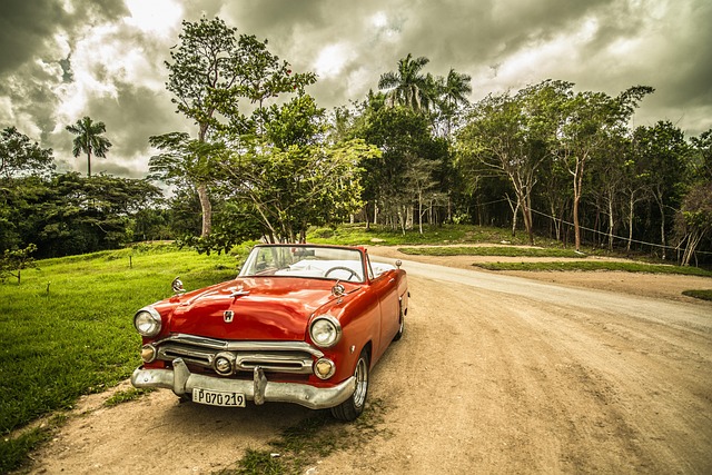 oldtimer, car, old car, convertible, red car, shiny car, retro, car wallpapers, classic, vintage, vintage car, automotive, automobile, parked car, forest, nature, cuba